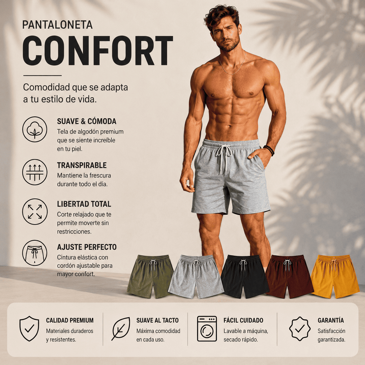 4 PANTALONETAS PARA HOMBRE 100% ALGODON